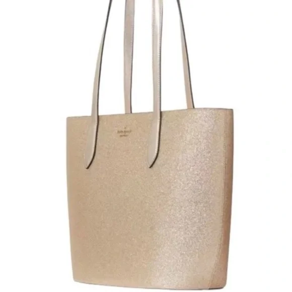 NWT Kate Spade Glimmer Large Top Zip Tote Shoulder Bag Gold Glitter NEW W/ Tags - Picture 3 of 9